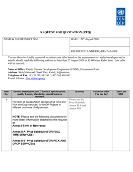 Request for Quotation (Rfq)