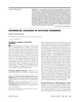 Differential Diagnosis of Myotonic Disorders