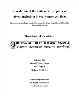 Elucidation of the Anticancer Property of Abrus Agglutinin in Oral Cancer Cell Lines