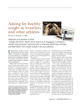 Aiming for Healthy Weight in Wrestlers and Other Athletes by Vito A