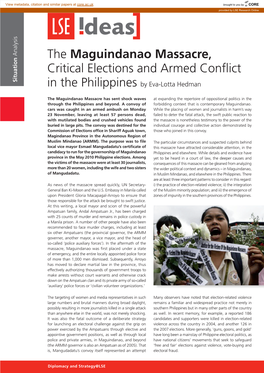 Maguindanao Massacre, Critical Elections and Armed Conflict Situation in the Philippines by Eva-Lotta Hedman