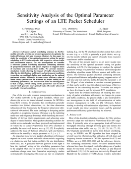 Sensitivity Analysis of the Optimal Parameter Settings of an LTE Packet Scheduler