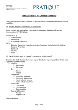 Annex 4 Rating Guidance for Climatic