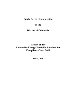 Renewable Energy Portfolio Standard for Compliance Year 2018