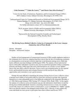 1 Celia Futemma,1,2,3,4 Fabio De Castro,2,3,4 and Maria Clara Silva-Forsberg1,2,3 1Center for the Study of Institutions, Populat