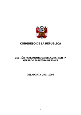 Congreso De La República Memoria 2001-2006