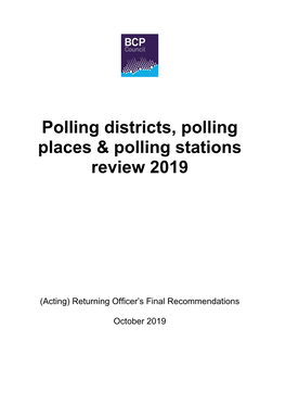 Polling Districts, Polling Places & Polling Stations Review 2019
