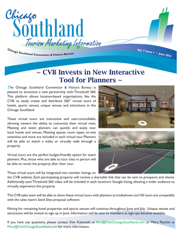 CVB Invests in New Interactive Tool for Planners ~ the Chicago Southland Convention & Visitors Bureau Is Pleased to Announce a New Partnership with Threshold 360