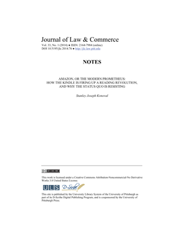 Journal of Law & Commerce