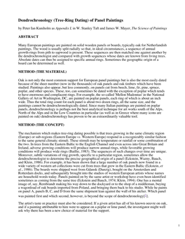 Dendrochronology of Panel Paintings