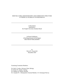 Deep-Sea Coral Biogeography and Community Structure in Tropical Seamount Environments