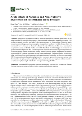 Acute Effects of Nutritive and Non-Nutritive Sweeteners On