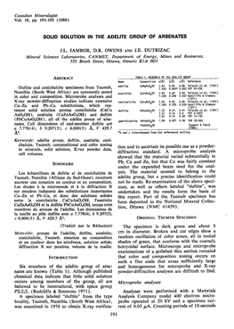 Solid Solution in the Adelite Group of Arsenates