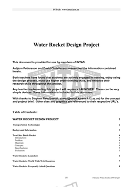 Water Rocket Design Project