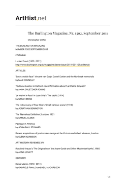 The Burlington Magazine, Nr. 1302, September 2011