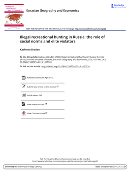 Illegal Recreational Hunting in Russia: the Role of Social Norms and Elite Violators