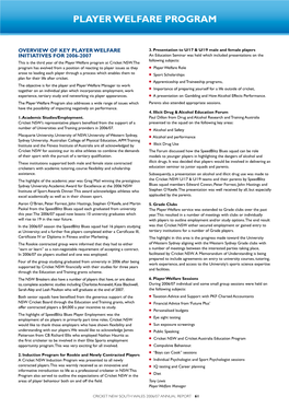 2006/07 Annual Report 61 Cricket Operations Department