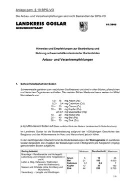 Landkreis Goslar 01/2005 Gesundheitsamt