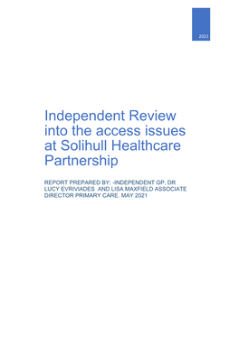 Independent Review Into the Access Issues at Solihull Healthcare
