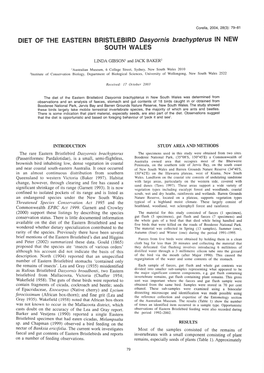 DIET of the EASTERN BRISTLEBIRD Asyornis