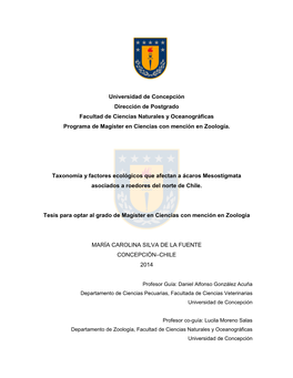 Caracteres Morfométricos De Androlaelaps Fahrenholzi (Berlese, 1911) (Mesostigmata: Laelapidae) Asociados a Tres Sigmodontinos