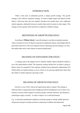Introduction: Definition of Growth Strategy: Meaning