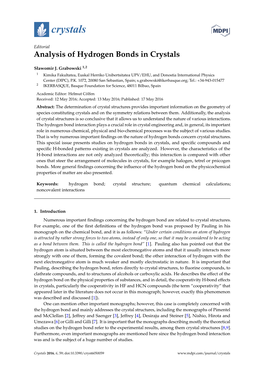 Analysis of Hydrogen Bonds in Crystals