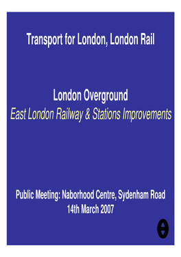 Transport for London, London Rail London Overground East London