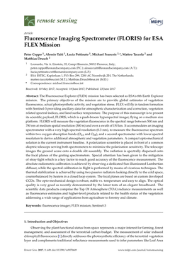 Fluorescence Imaging Spectrometer (FLORIS) for ESA FLEX Mission