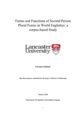 Forms and Functions of Second Person Plural Forms in World Englishes: a Corpus-Based Study