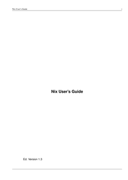 Nix User's Guide