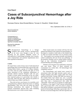 Cases of Subconjunctival Hemorrhage After a Joy Ride