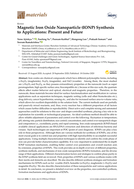 Magnetic Iron Oxide Nanoparticle (IONP) Synthesis to Applications: Present and Future