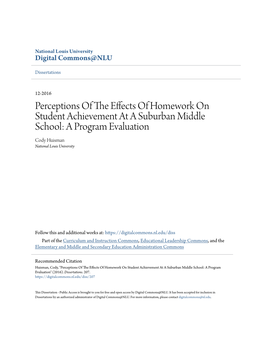 Perceptions of the Effects of Homework on Student Achievement at a Suburban Middle School: a Program Evaluation