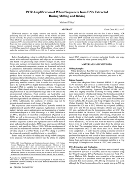 PCR Amplification of Wheat Sequences from DNA Extracted During Milling and Baking