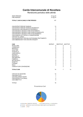 Canile Intercomunale Di Novellara Rendiconto Periodico Delle Attività