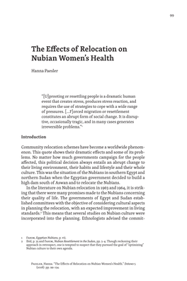 The Effects of Relocation on Nubian Women's Health