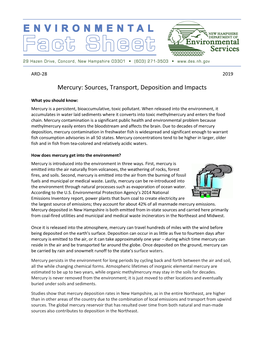 Mercury: Sources, Transport, Deposition and Impacts