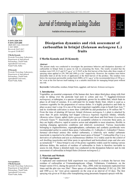 Dissipation Dynamics and Risk Assessment of Carbosulfan in Brinjal