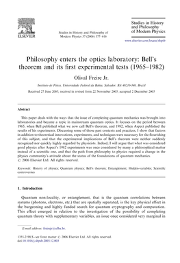 Bell's Theorem and Its First Experimental Tests