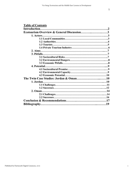 Ecotourism and the Middle East: Lessons in Development 1