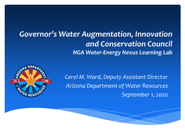 Governor's Water Augmentation, Innovation and Conservation Council