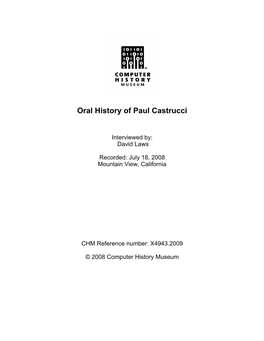 Oral History of Paul Castrucci