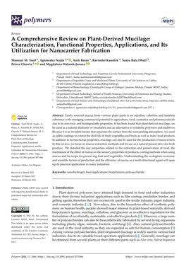 A Comprehensive Review on Plant-Derived Mucilage: Characterization, Functional Properties, Applications, and Its Utilization for Nanocarrier Fabrication