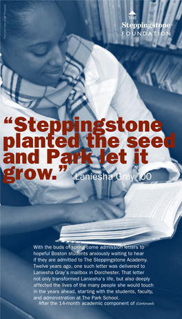 “Steppingstone Planted the Seed and Park Let It Grow.” Laniesha Gray ’00