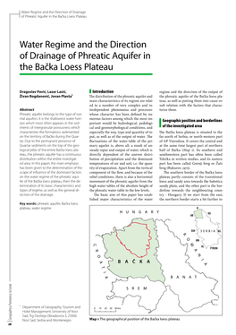 Water Regime and the Direction of Drainage of Phreatic Aquifer in the Bačka Loess Plateau