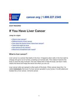 If You Have Liver Cancer