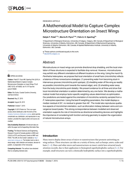 A Mathematical Model to Capture Complex Microstructure Orientation on Insect Wings