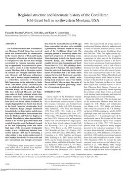 Regional Structure and Kinematic History of the Cordilleran Fold-Thrust Belt in Northwestern Montana, USA