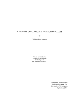 A Natural Law Approach to Teaching Values Corrected